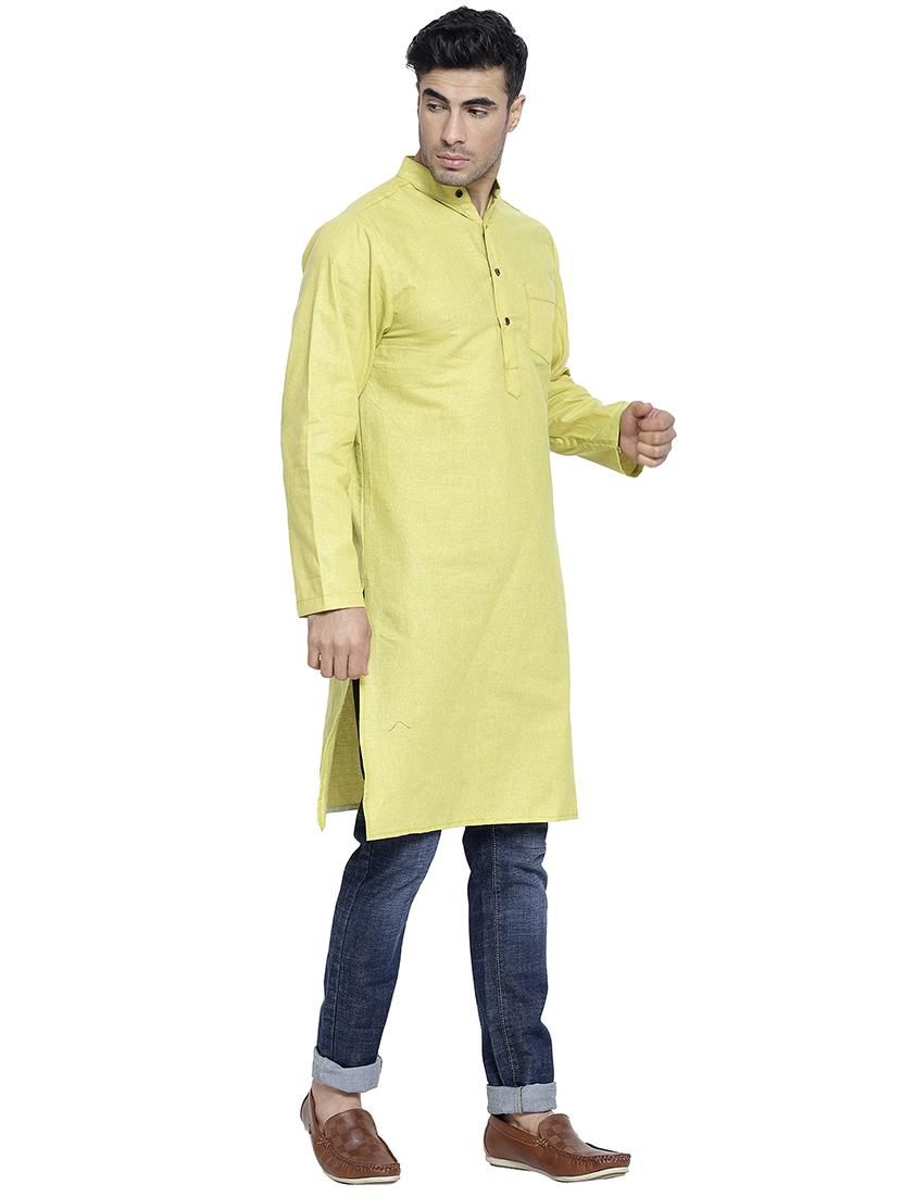 men mandarin neck solid long kurta - 21712110 - Standard Image - 2