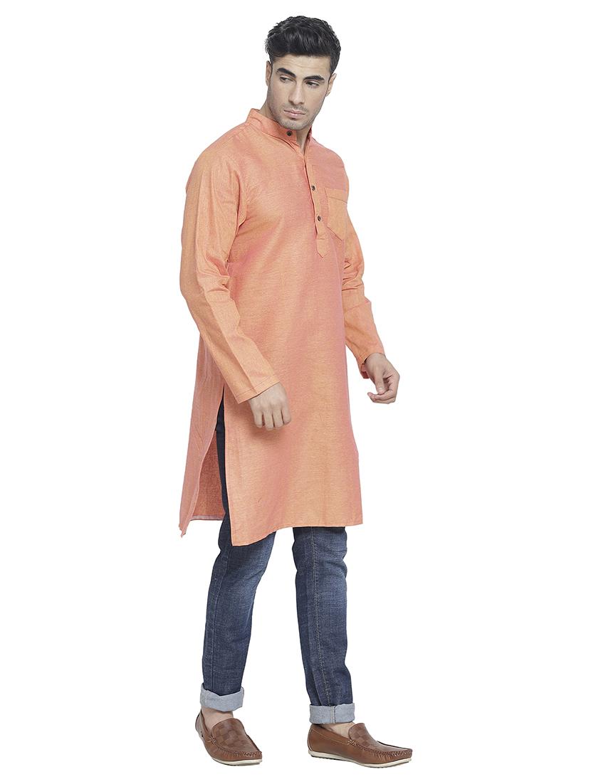 men mandarin neck solid long kurta - 21712112 - Standard Image - 2