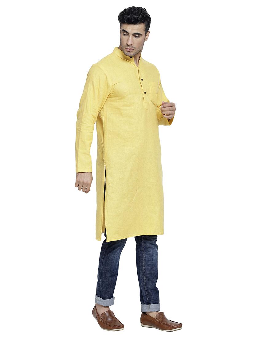 men mandarin neck solid long kurta - 21712116 - Standard Image - 2