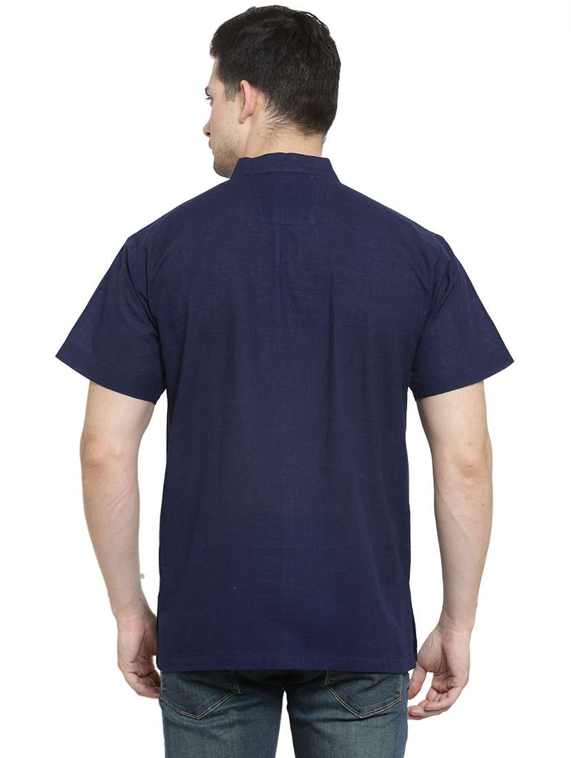 men mandarin neck solid short kurta - 21712127 -  Standard Image - 2