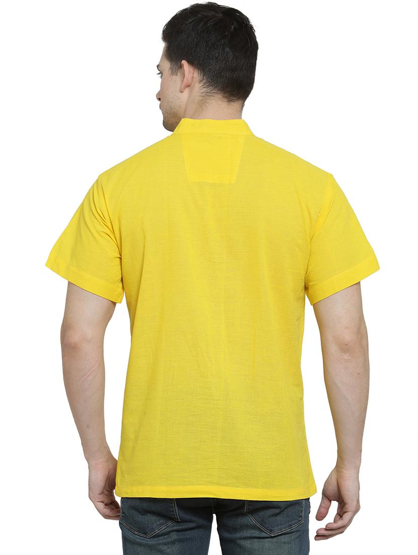men mandarin neck solid short kurta - 21712129 - Standard Image - 2