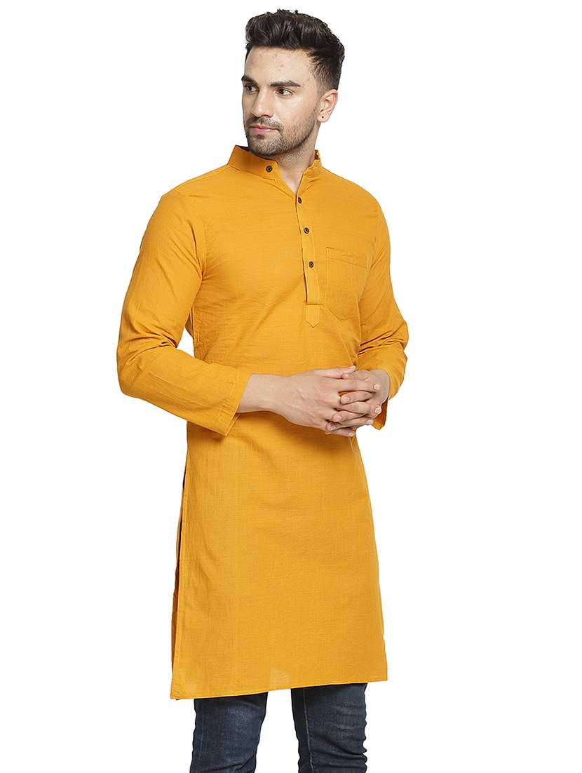 men mandarin neck solid long kurta - 21712132 -  Standard Image - 2