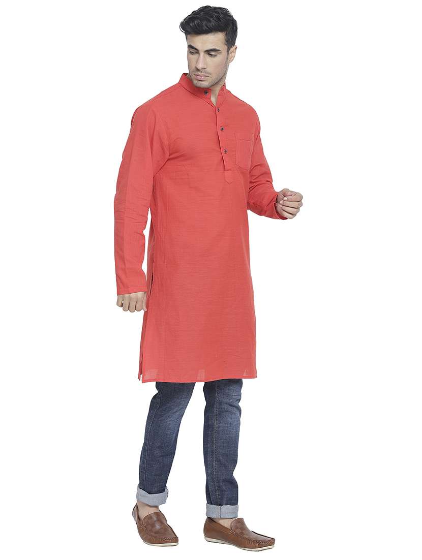 men mandarin neck solid long kurta - 21712136 -  Standard Image - 2
