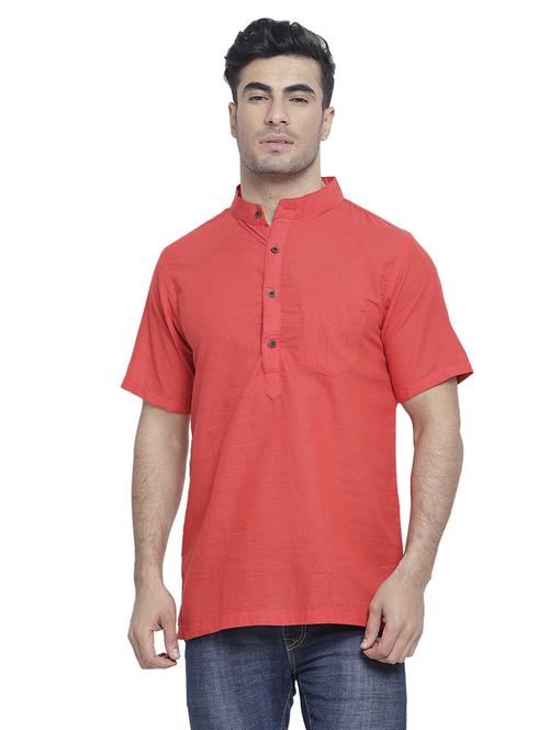 men mandarin neck solid short kurta - 21712137 - Standard Image - 0