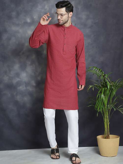 men mandarin neck striped long kurta - 21712160 -  Standard Image - 0