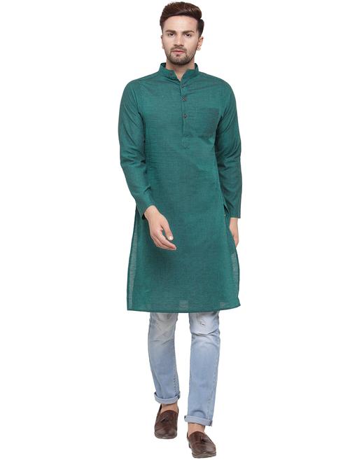 men mandarin neck solid long kurta - 21712162 -  Standard Image - 0