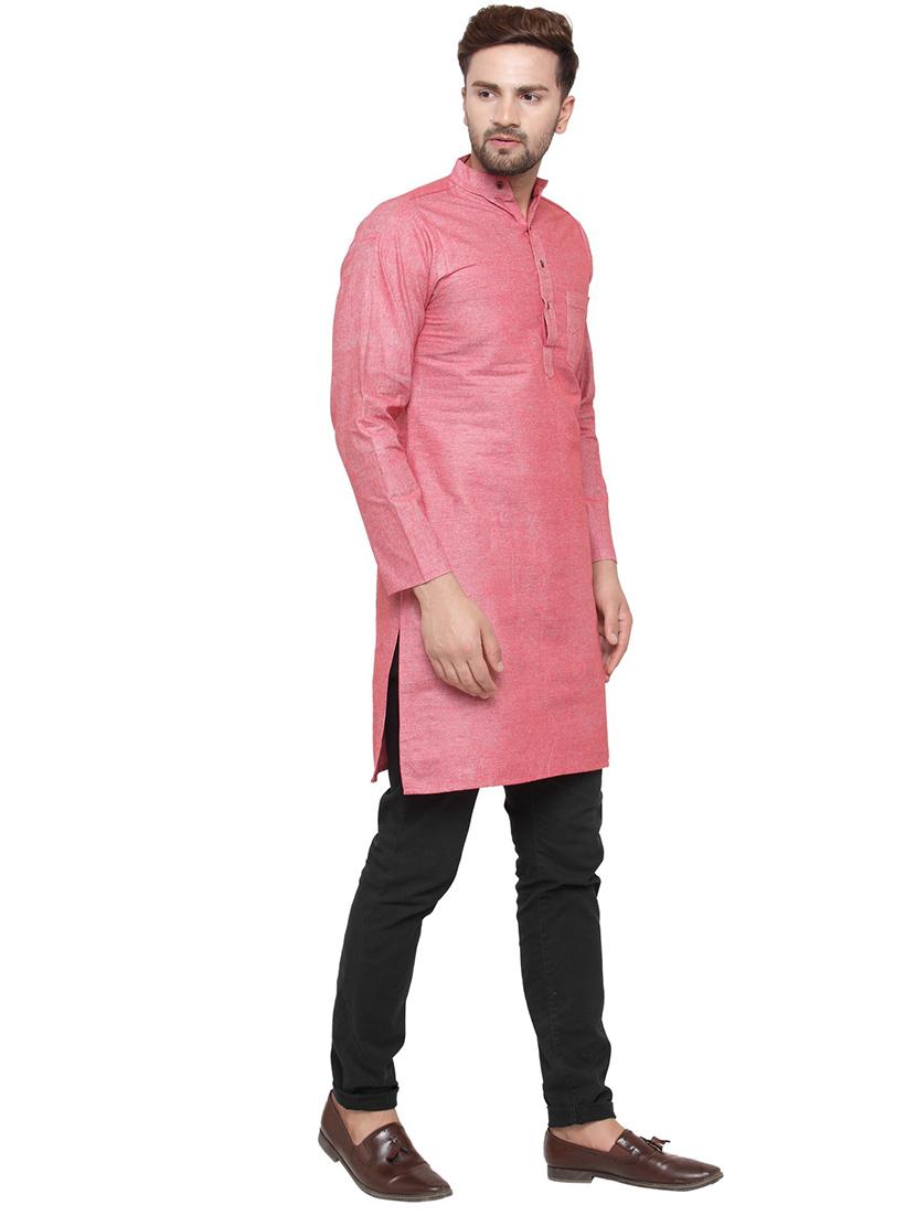 men mandarin neck solid long kurta - 21712172 - Standard Image - 2