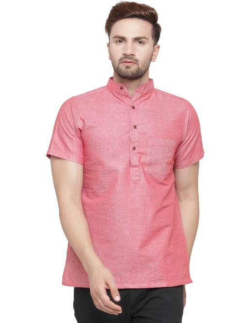 men mandarin neck solid short kurta - 21712173 -  Standard Image - 0