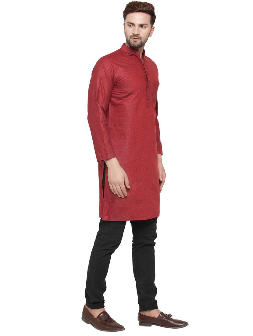 men mandarin neck solid long kurta - 21712174 - Standard Image - 2