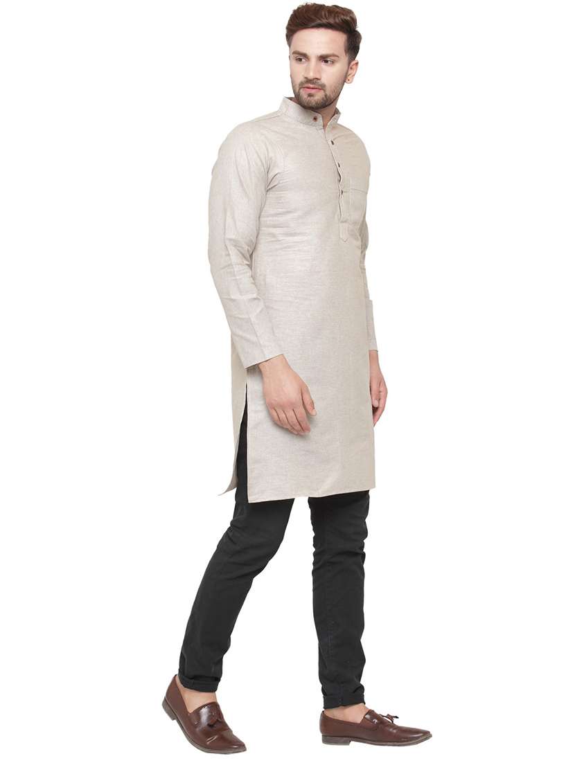 men mandarin neck solid long kurta - 21712178 -  Standard Image - 2