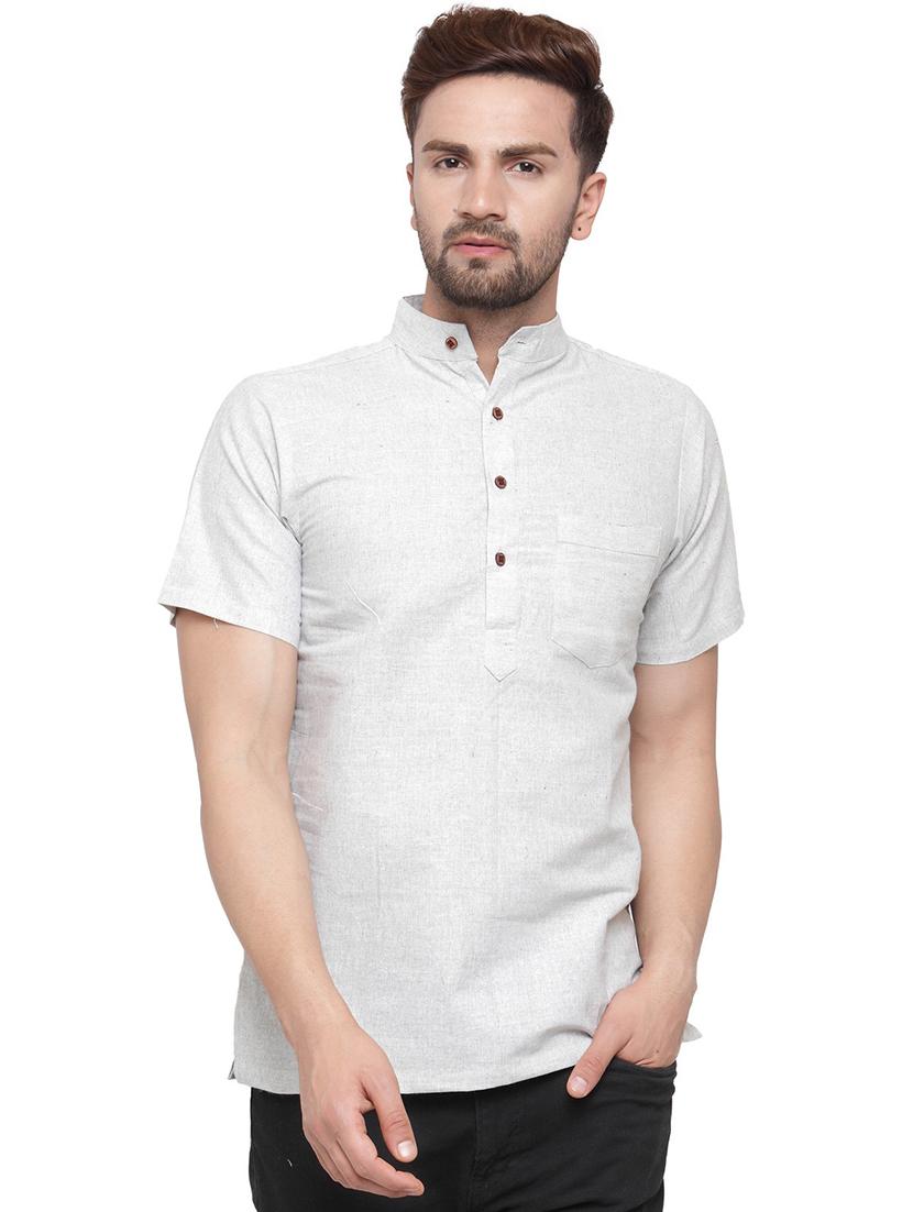 men mandarin neck solid short kurta - 21712181 -  Zoom Image - 0