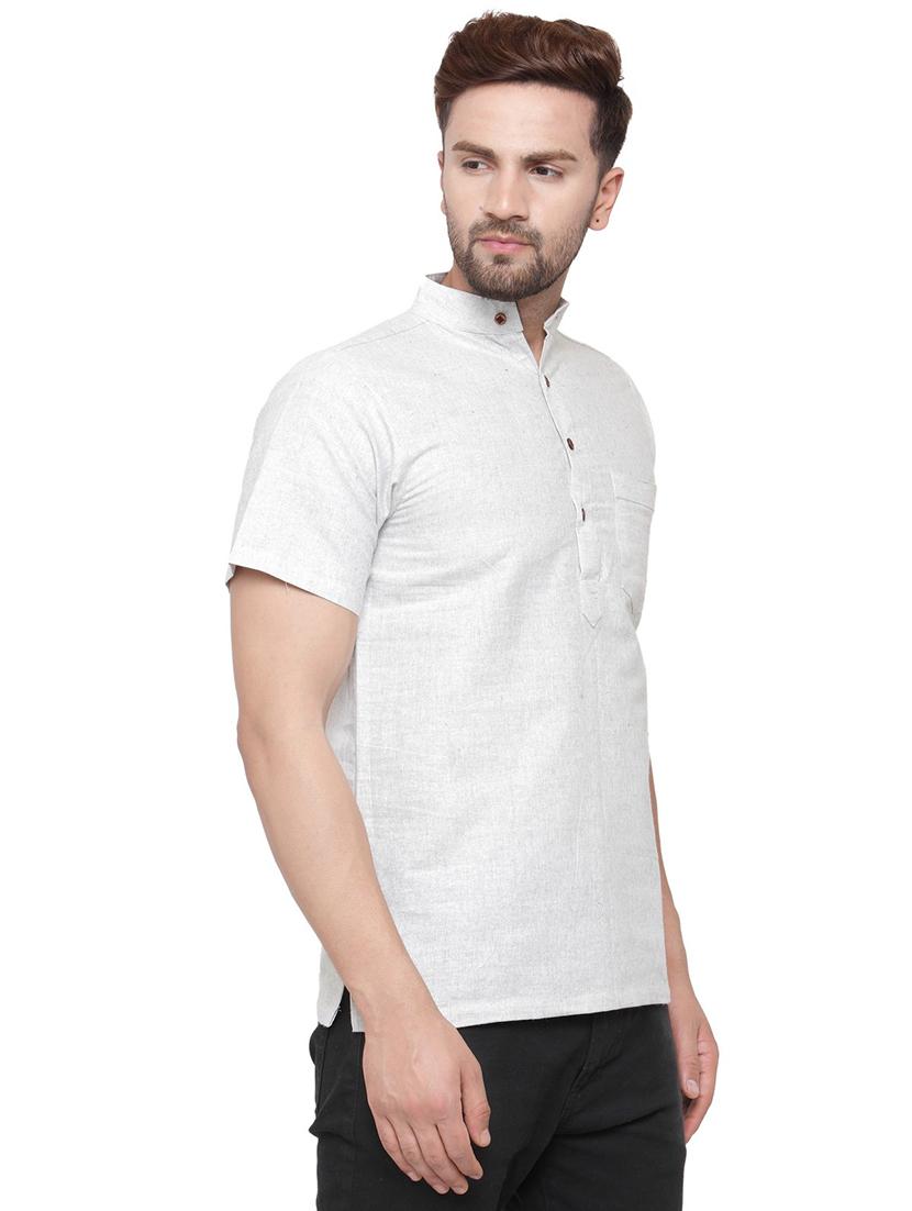 men mandarin neck solid short kurta - 21712181 - Standard Image - 2
