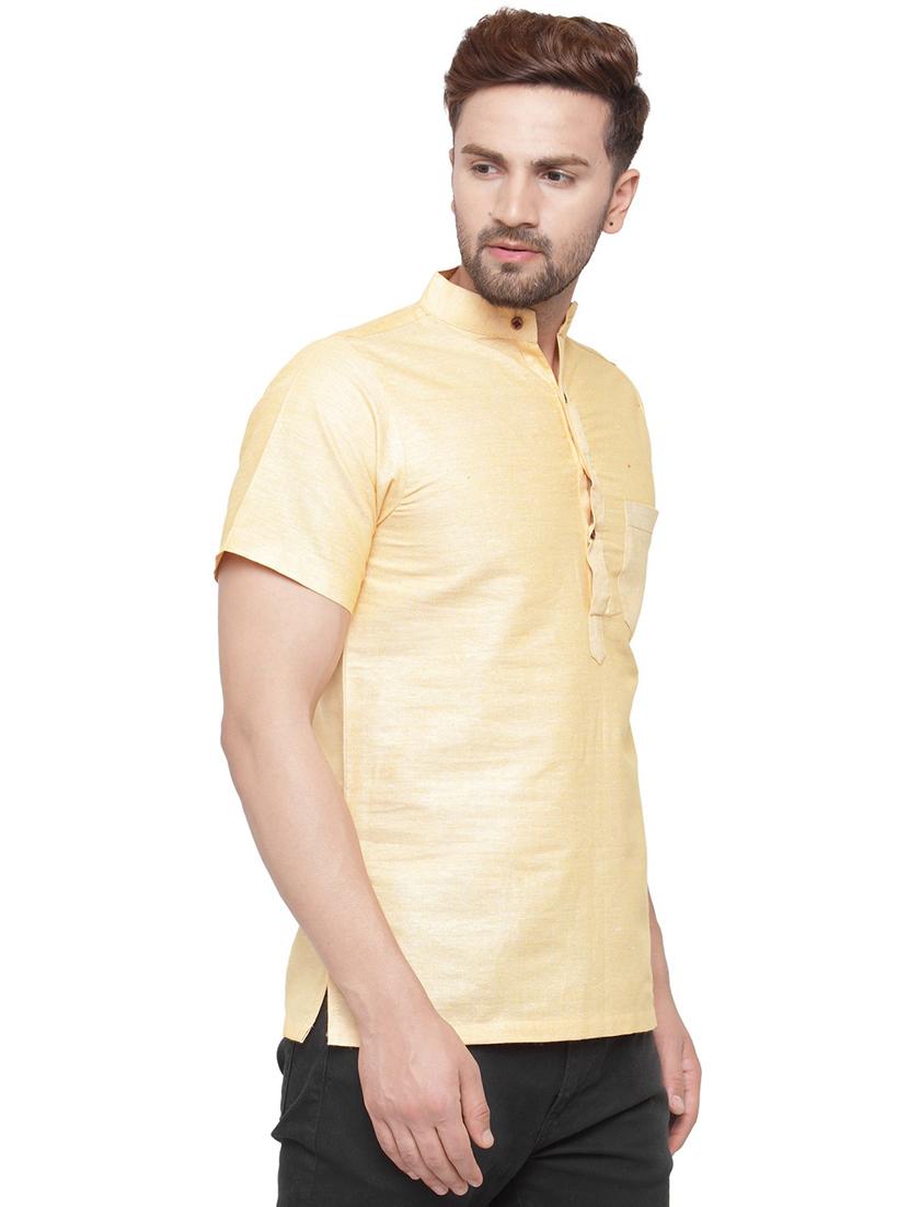men mandarin neck solid short kurta - 21712182 - Standard Image - 2