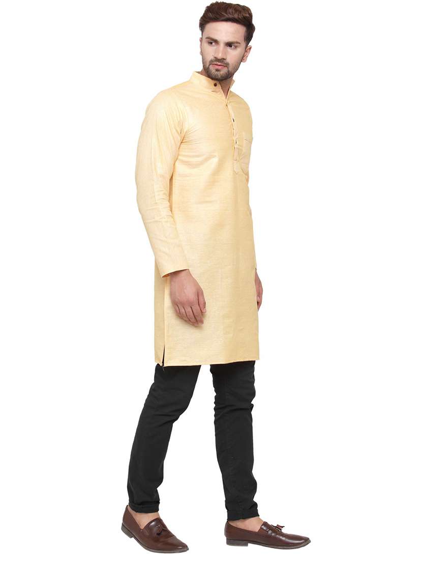 men mandarin neck solid long kurta - 21712183 - Standard Image - 2