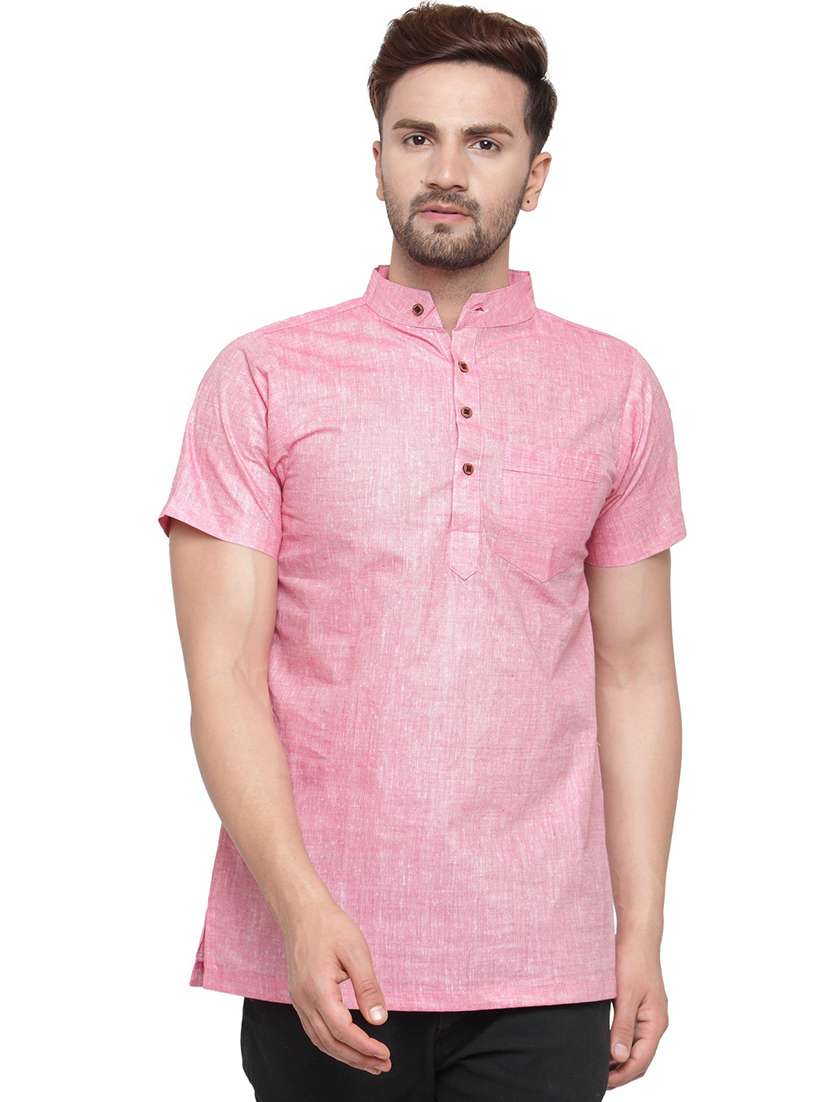 men mandarin neck solid short kurta - 21712187 - Zoom Image - 0