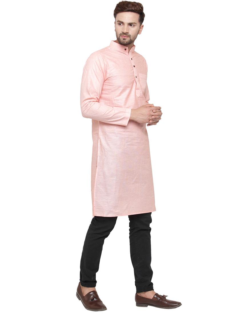 men mandarin neck solid long kurta - 21712188 - Standard Image - 2