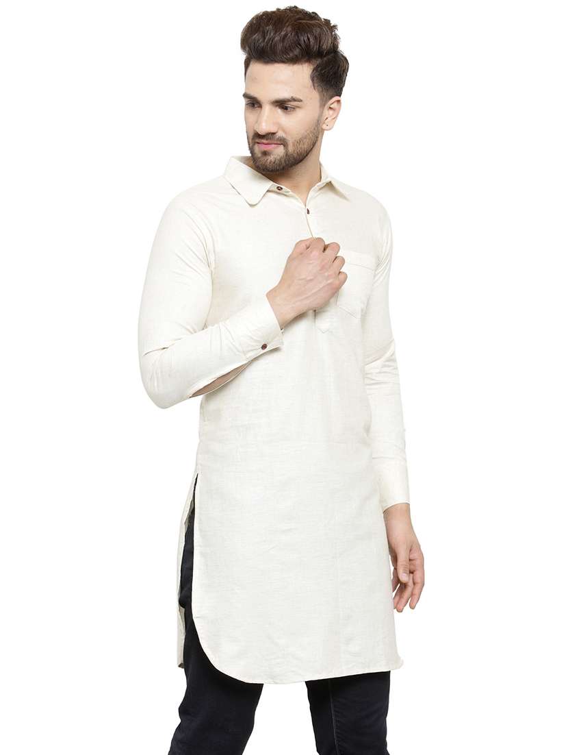 men long sleeves solid pathani kurta - 21712192 -  Standard Image - 2