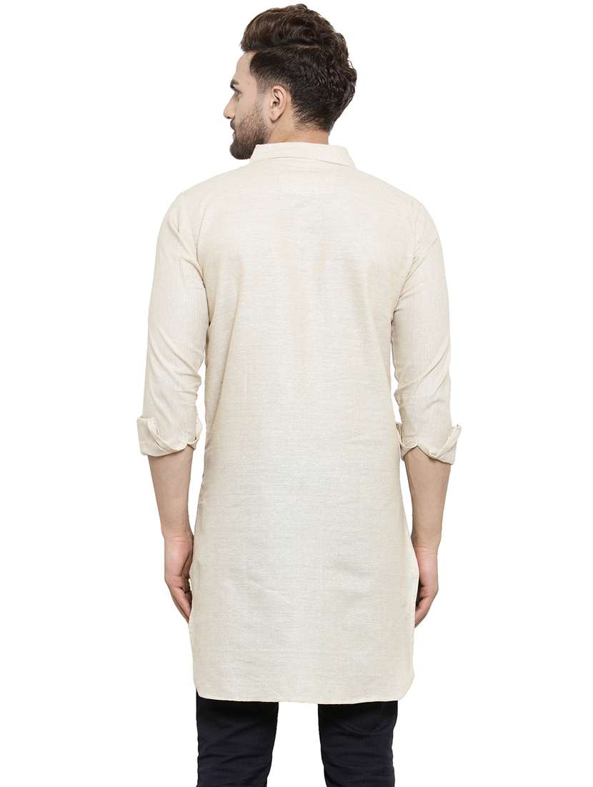 men long sleeves solid pathani kurta - 21712193 - Standard Image - 2