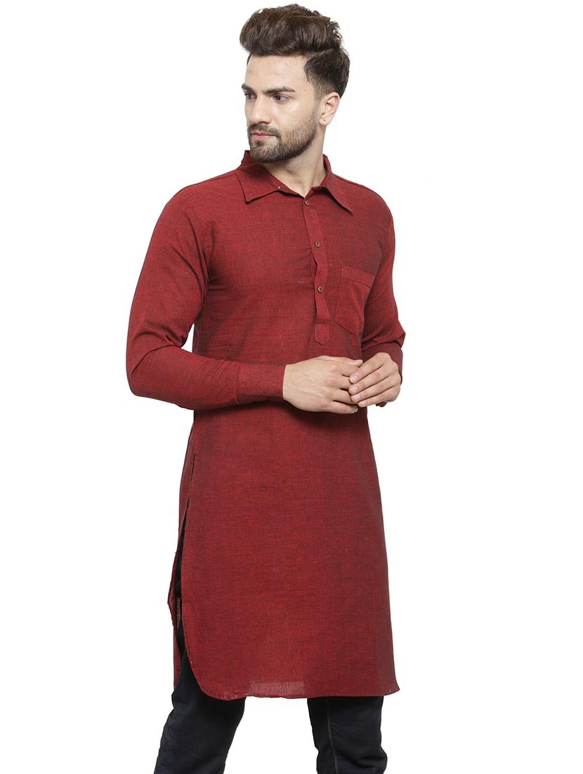 men long sleeves solid pathani kurta - 21712195 - Standard Image - 2