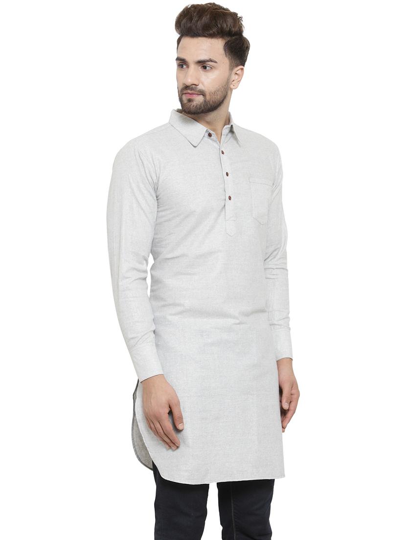 men long sleeves solid pathani kurta - 21712196 - Standard Image - 2