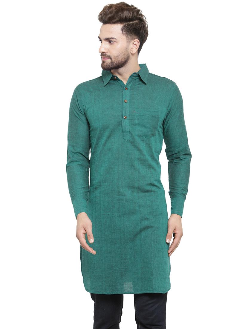 men long sleeves solid pathani kurta - 21712197 - Zoom Image - 0
