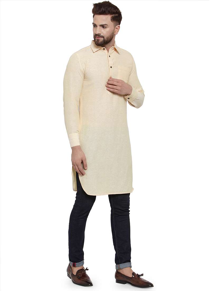 men long sleeves solid pathani kurta - 21712201 - Standard Image - 2