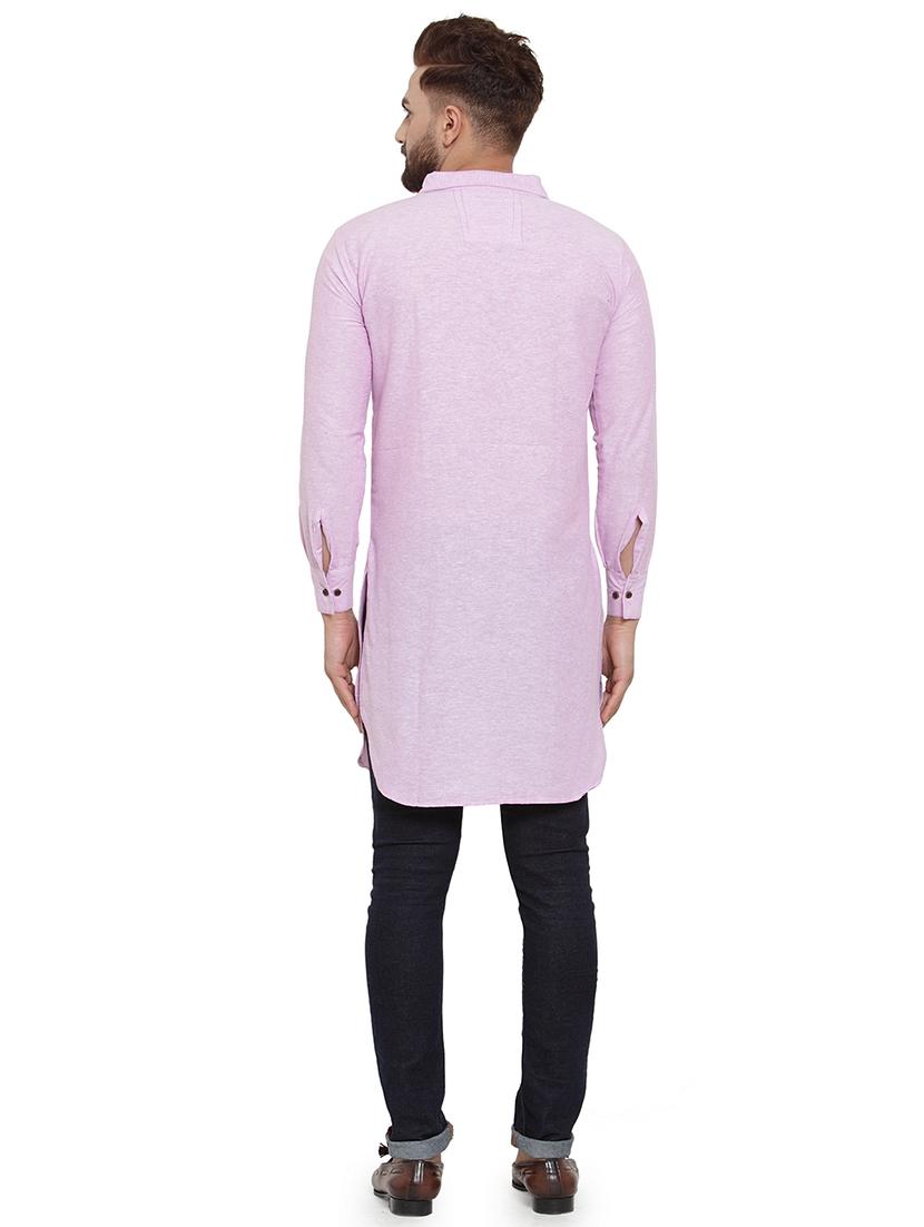 men long sleeves solid pathani kurta - 21712202 - Standard Image - 2