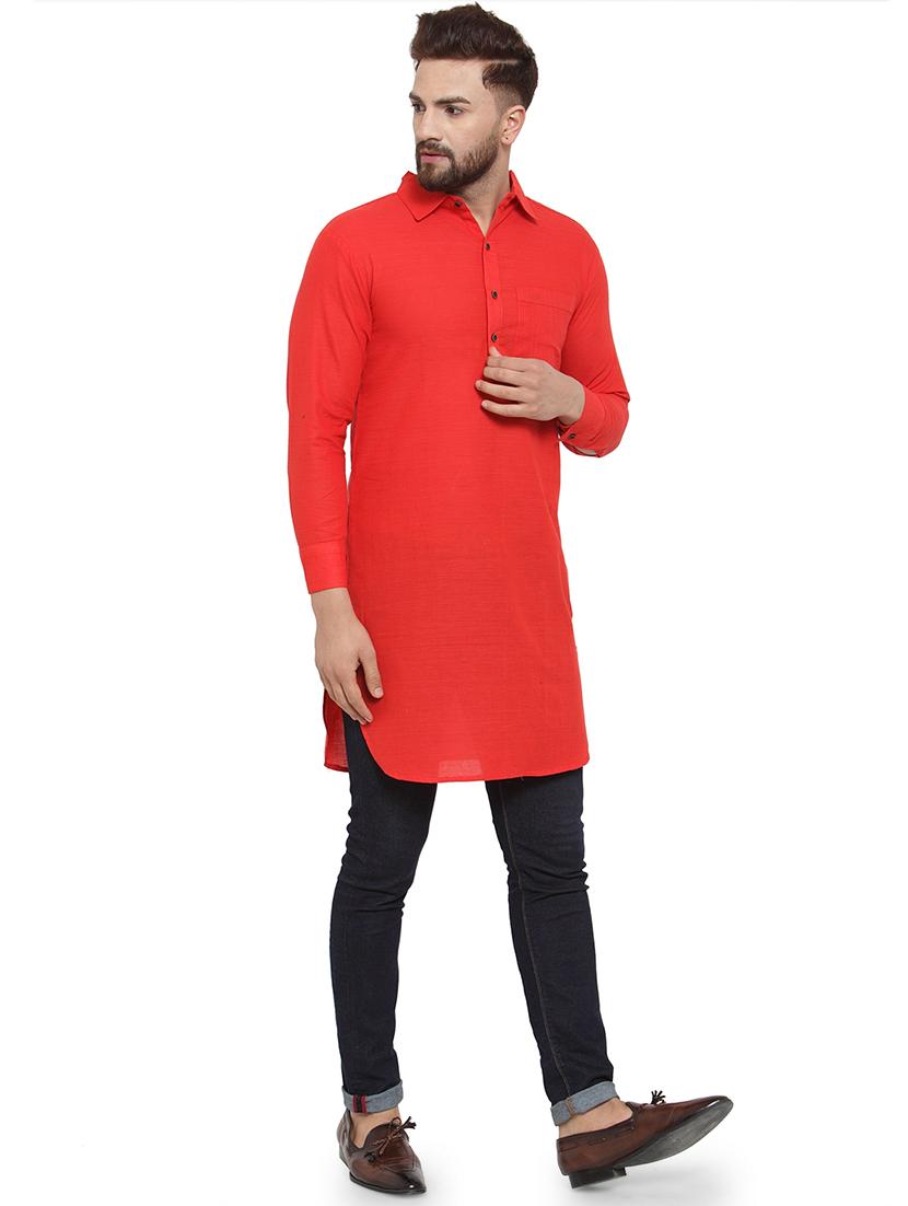 men long sleeves solid pathani kurta - 21712204 - Standard Image - 2