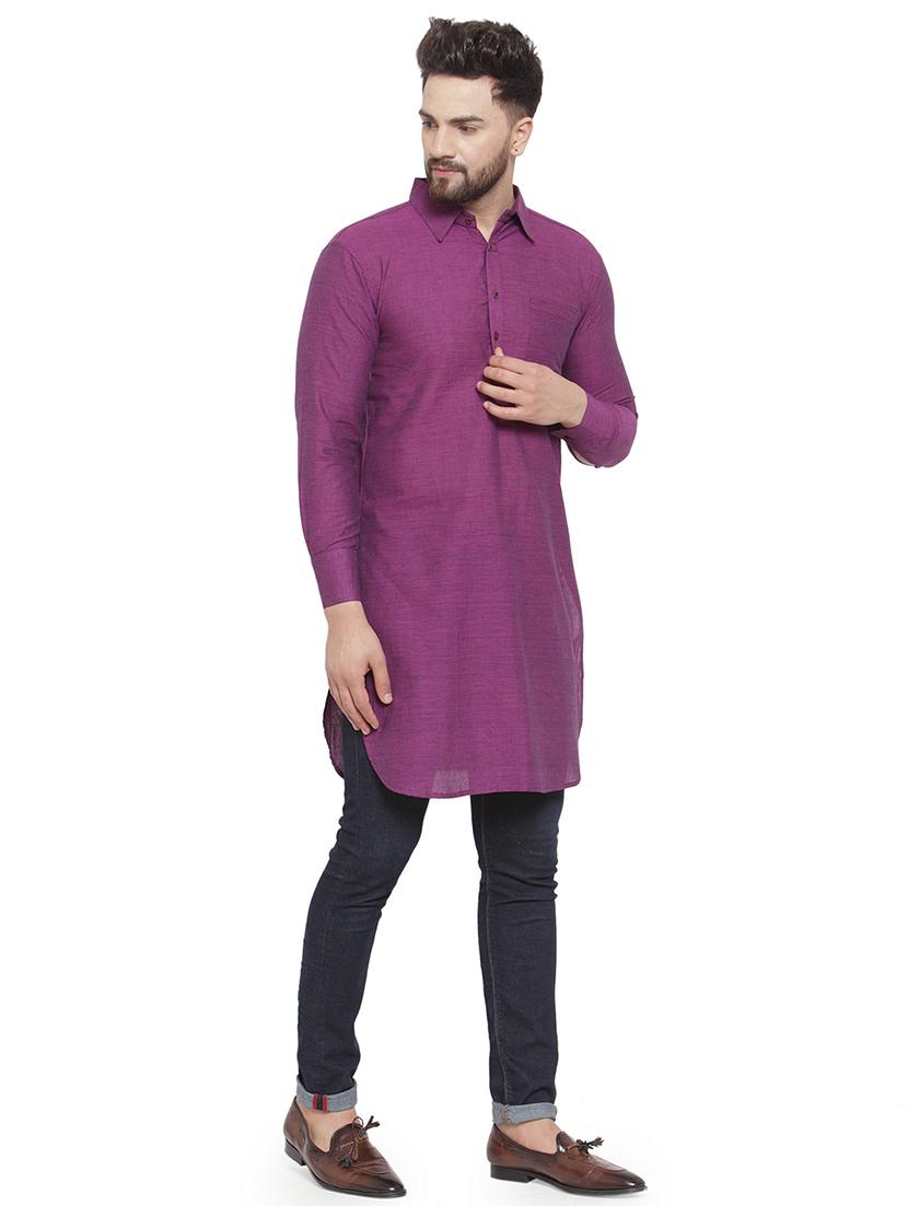 men long sleeves solid pathani kurta - 21712205 - Standard Image - 2