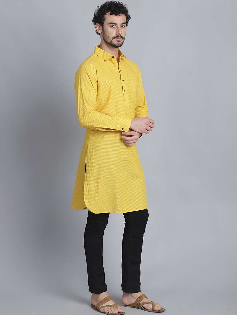 men long sleeves striped pathani kurta - 21712211 - Standard Image - 2