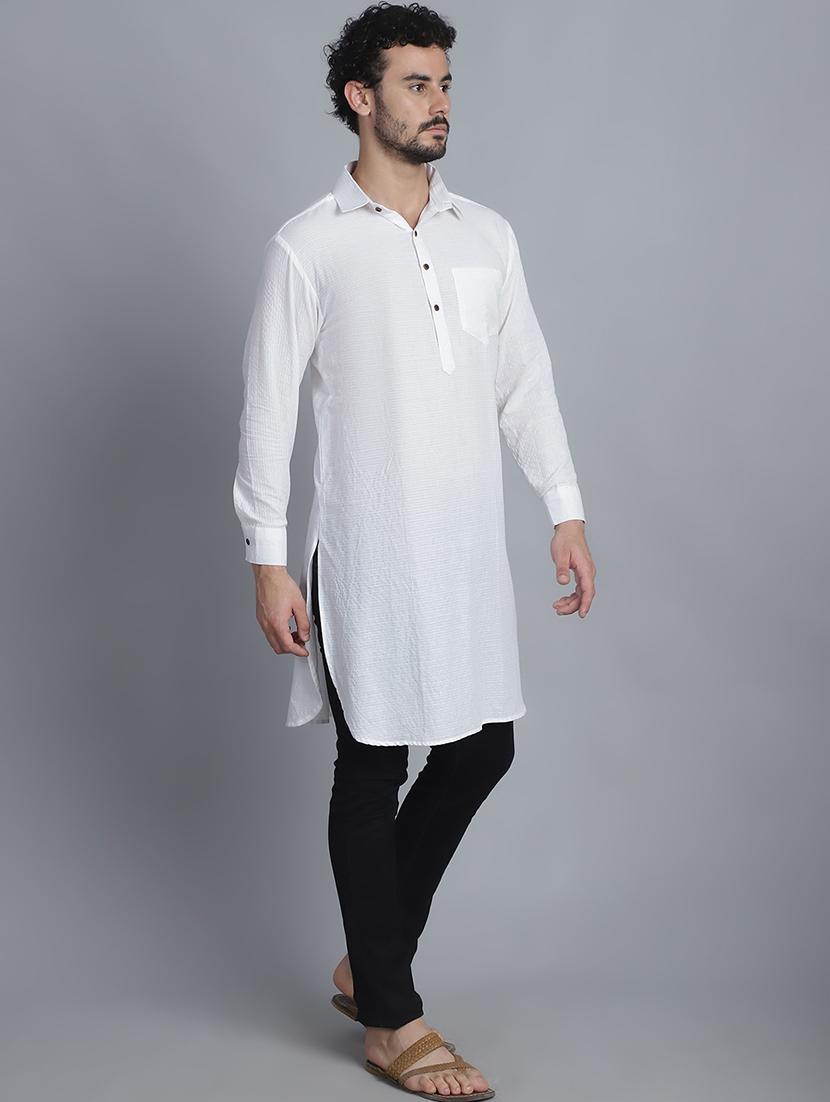 men long sleeves striped pathani kurta - 21712213 - Standard Image - 2
