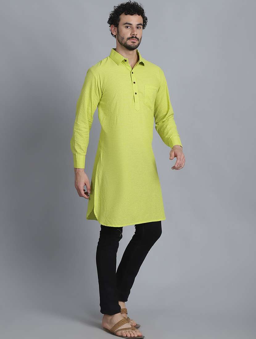men long sleeves striped pathani kurta - 21712217 -  Standard Image - 2