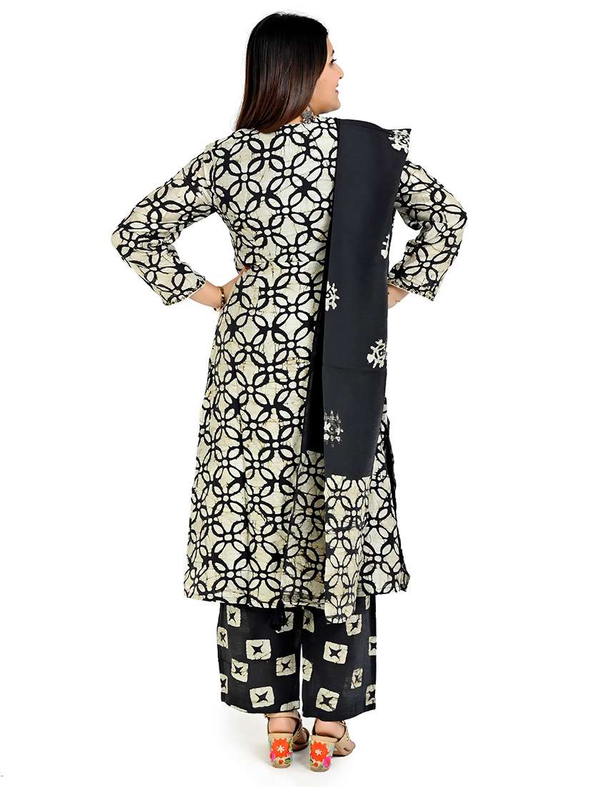 women batik printed kurta palazzo set with dupattta - 21712223 -  Standard Image - 2