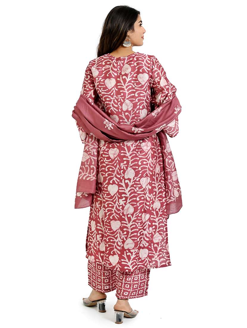 women three quarter sleeve kurta pant with dupatta set - 21712228 -  Standard Image - 2