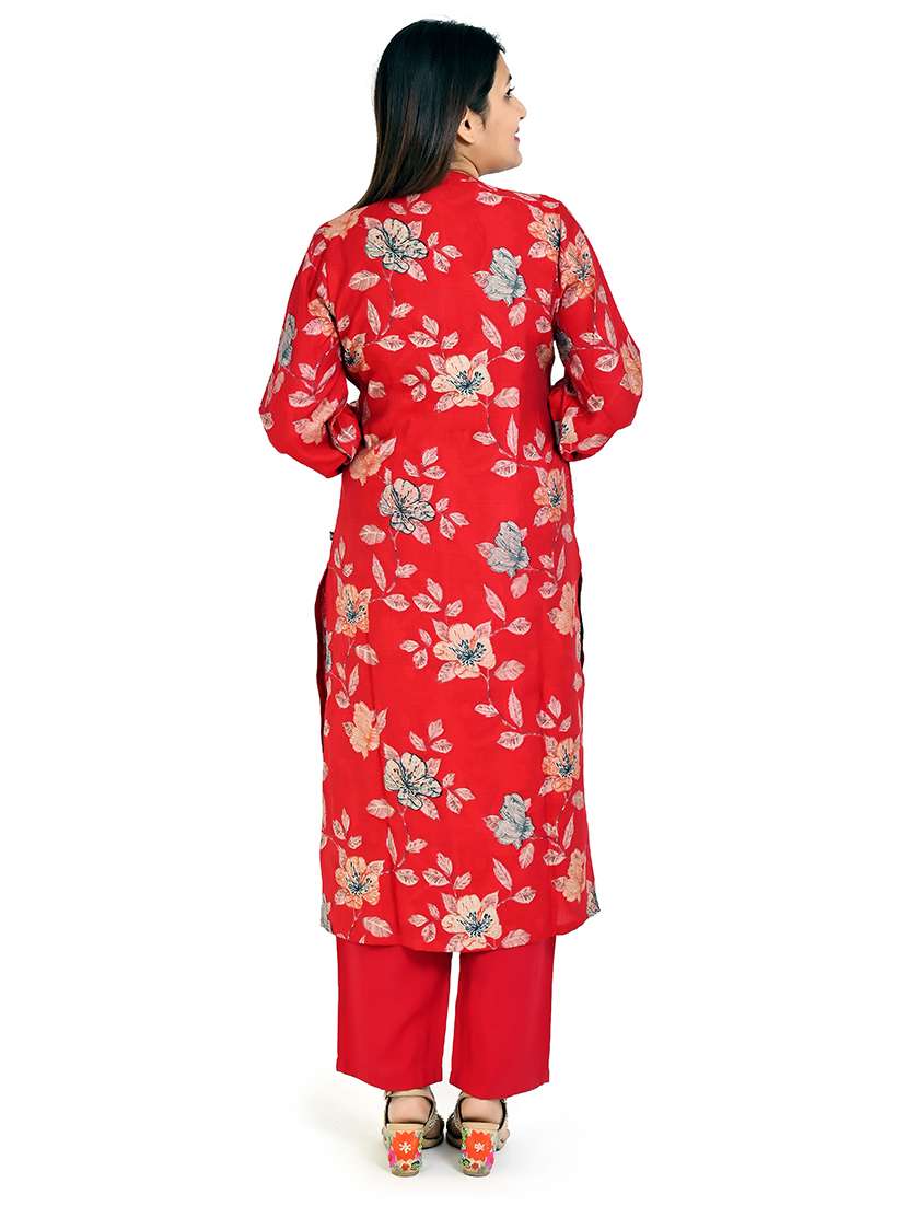 women red floral printed kurta pant set - 21712236 -  Standard Image - 2