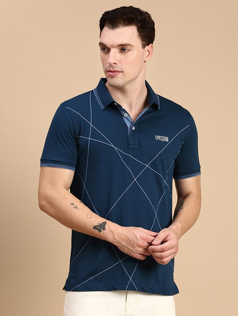 men printed short sleeves polo t-shirt