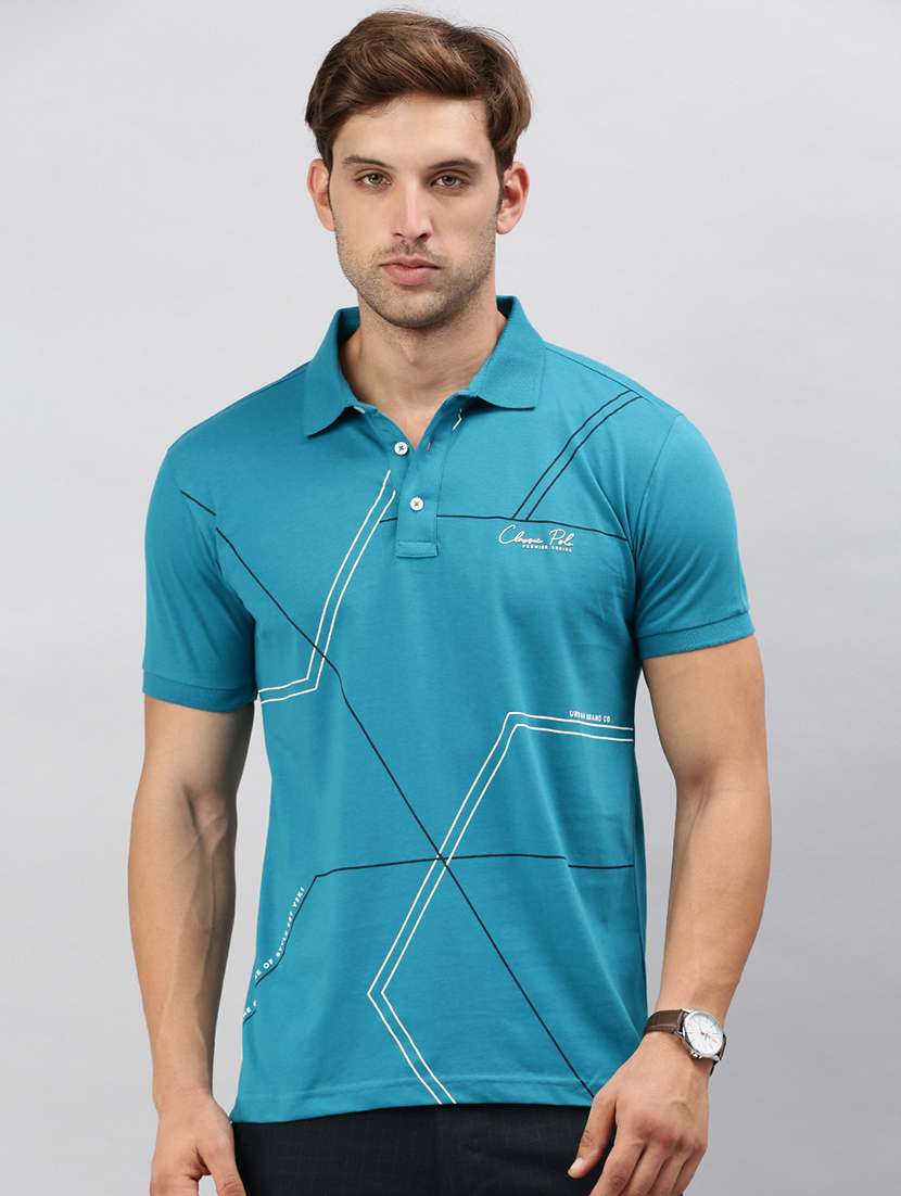 men printed short sleeves polo t-shirt