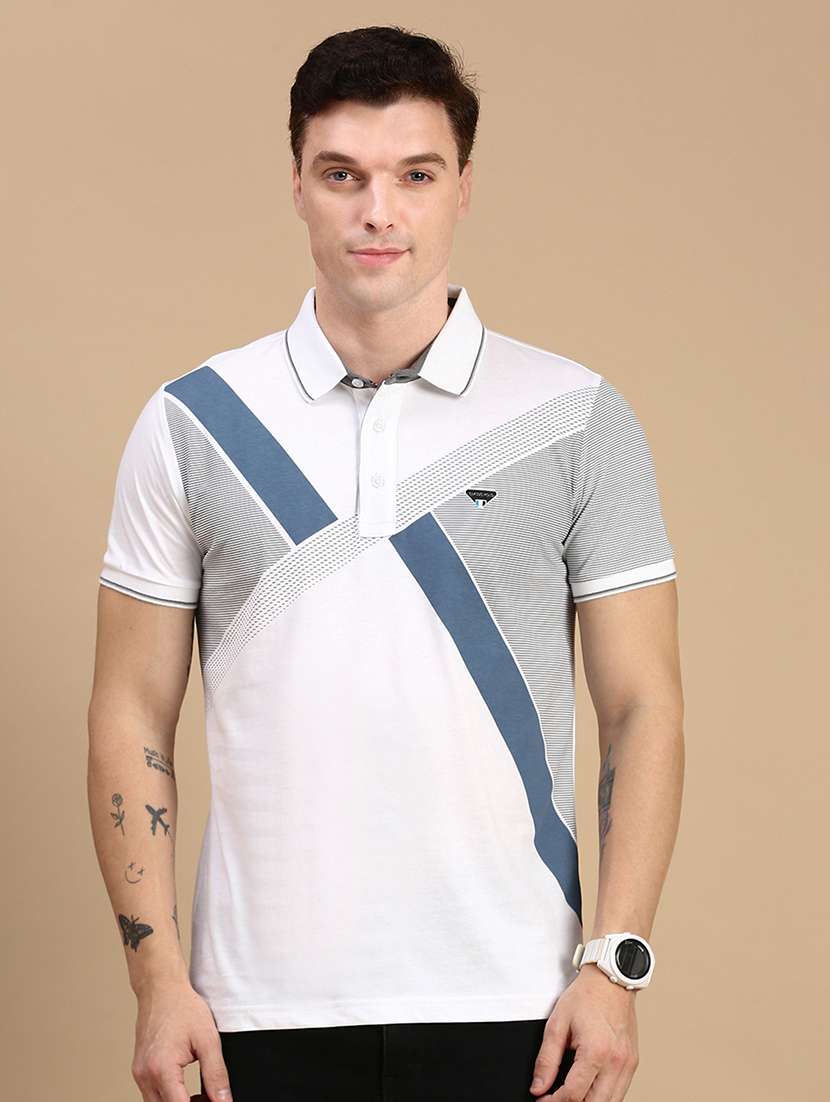 men printed short sleeves polo t-shirt