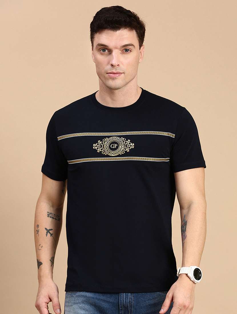 men printed short sleeves t-shirt