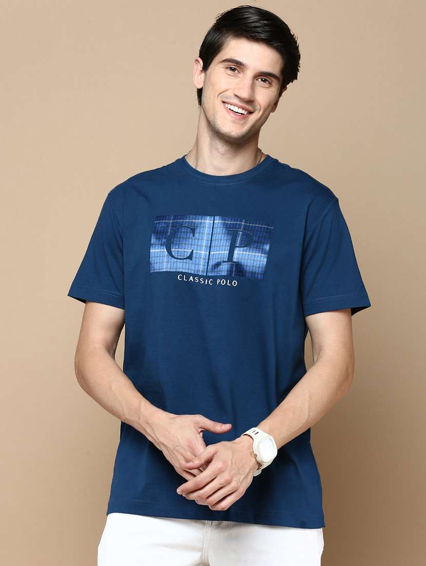 men printed short sleeves t-shirt