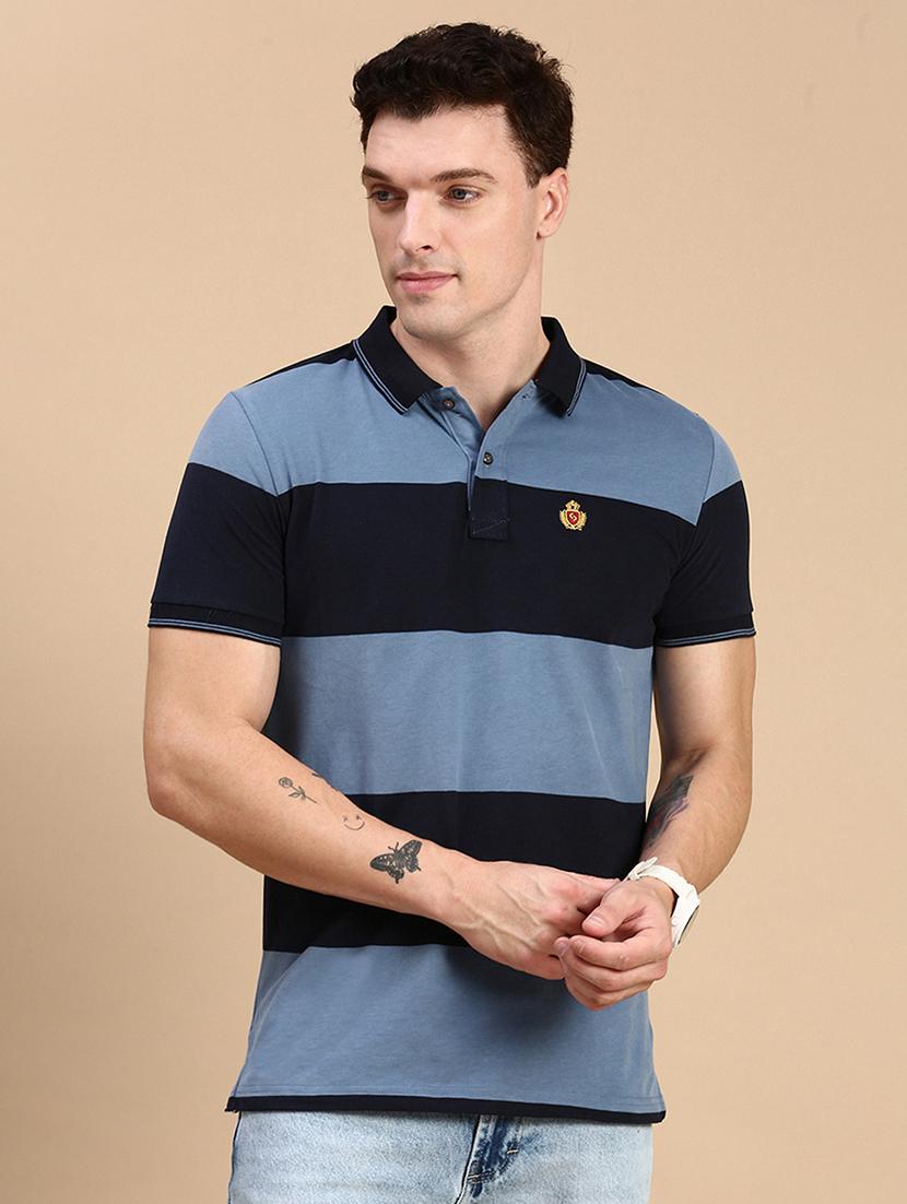 men color blocked short sleeves polo t-shirt - 21712323 -  Zoom Image - 0