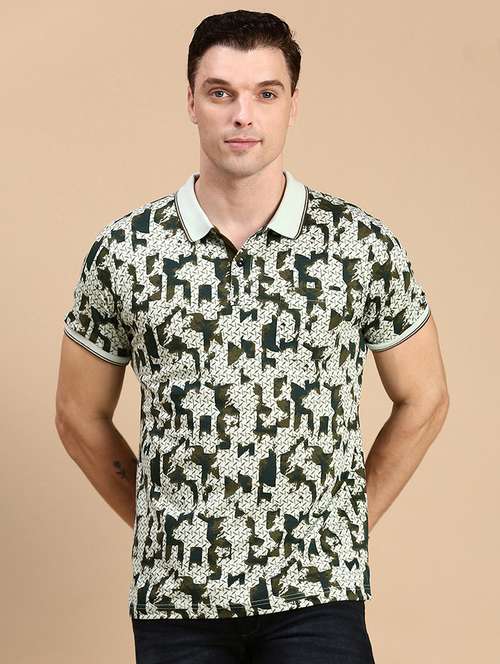 men printed short sleeves polo t-shirt - 21712326 -  Standard Image - 0