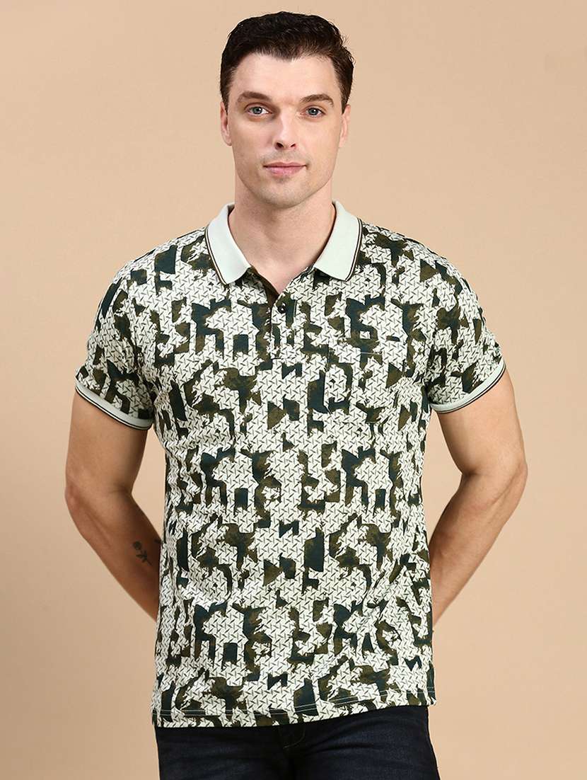 men printed short sleeves polo t-shirt - 21712326 -  Zoom Image - 0