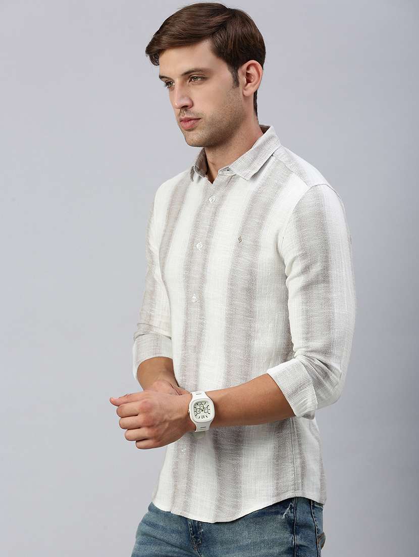men striped collared casual shirt - 21712371 - Standard Image - 2