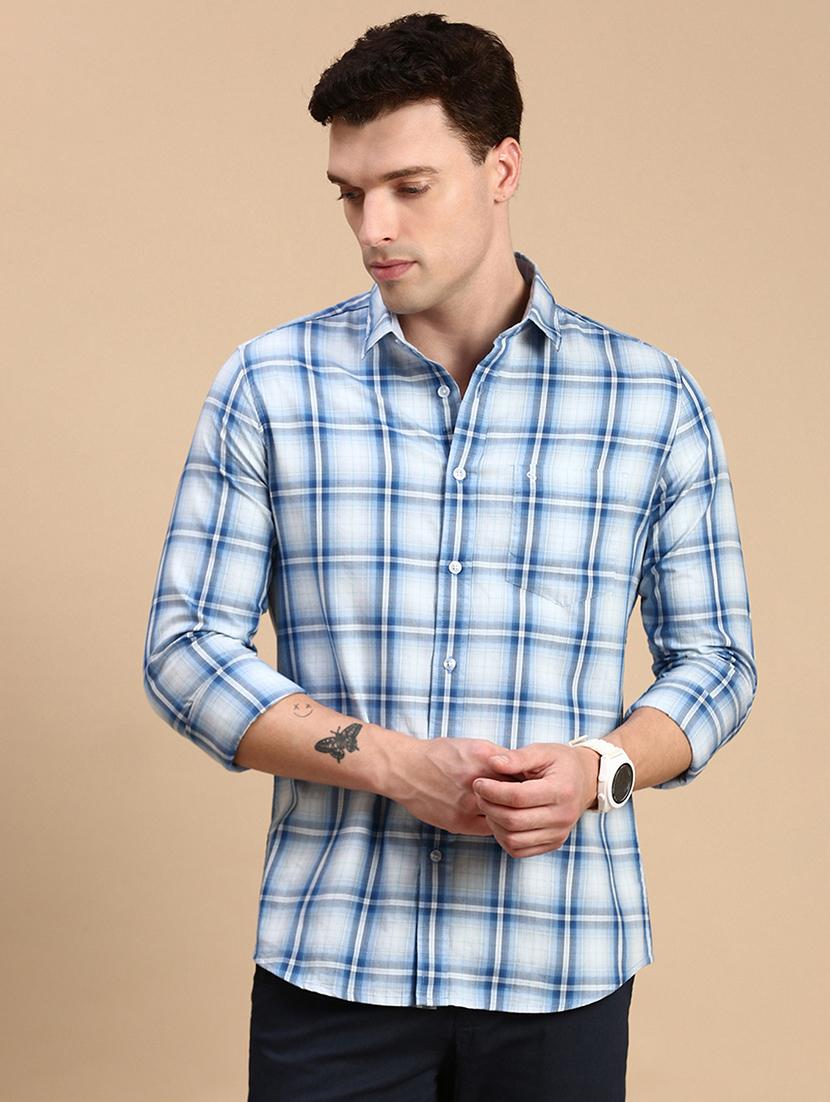 men checkered collared casual shirt