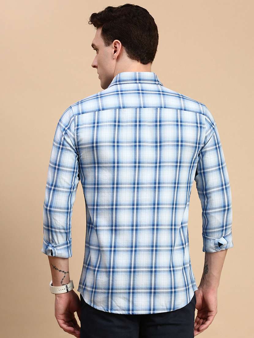 men checkered collared casual shirt - 21712378 - Standard Image - 2
