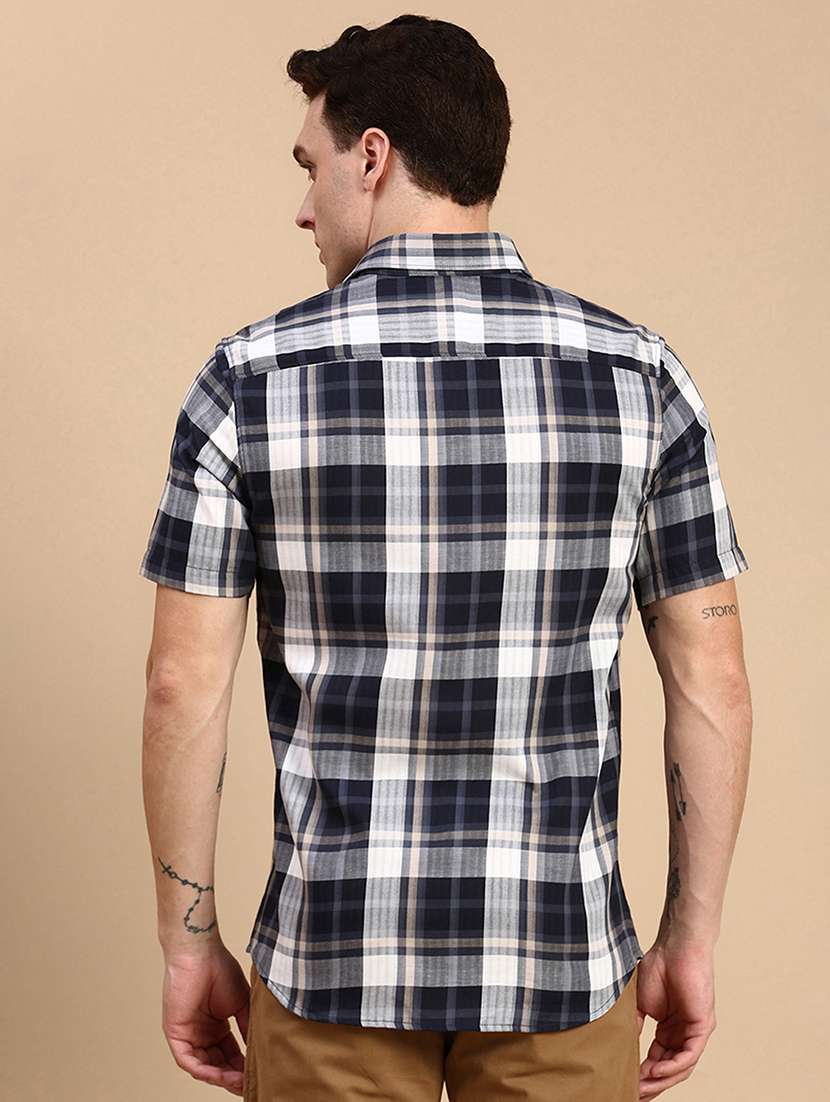 men checkered collared casual shirt - 21712400 -  Standard Image - 2