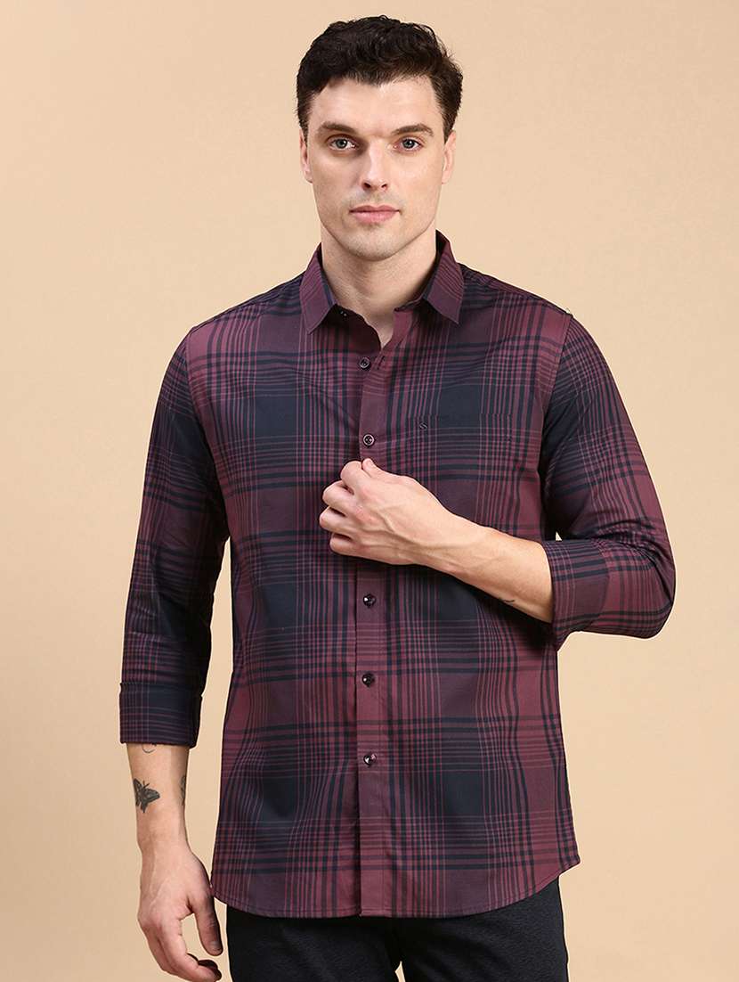 men checkered collared casual shirt