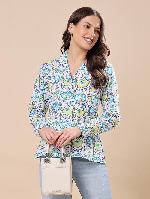 women printed long sleeve shirt - 21712508 - Standard Image - 0