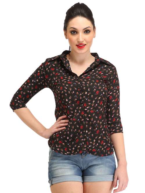 women printed three quarter sleeve shirt - 21712524 -  Standard Image - 0